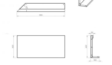 Uitwendig hoekpaneel-L (B) 90x42 cm