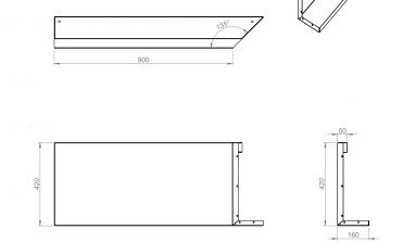 Inwendig hoekpaneel-R (C)  90x42 cm