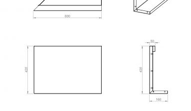 Uitwendig hoekpaneel-L (B) 60x42 cm