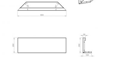 Kopschot paneel (D) 90x28 cm