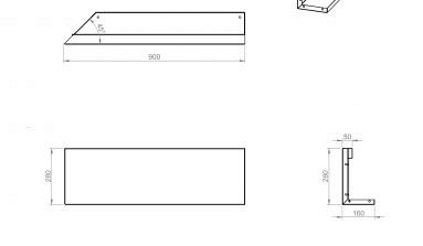 Uitwendig hoekpaneel-L (B) 90x28 cm