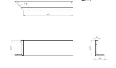 Inwendig hoekpaneel-L (C) 90x28 cm