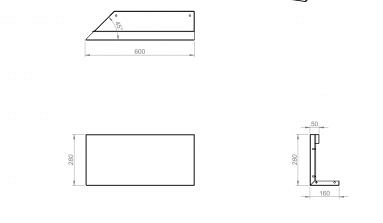 Uitwendig hoekpaneel-L (B) 60x28 cm