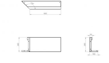 Inwendig hoekpaneel-L (C) 60x28 cm