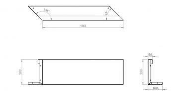 Parallel paneel-L (E) 90x28 cm