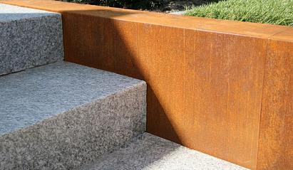 Overzetprofiel muurelement Recht 150x45x15.8 cm - Corten