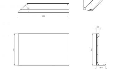 Uitwendig hoekpaneel-L (B) 90x56 cm
