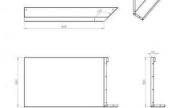 Inwendig hoekpaneel-R (C) 90x56 cm