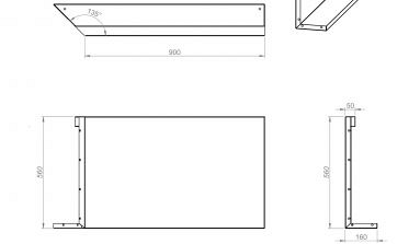 Inwendig hoekpaneel-L (C) 90x56 cm