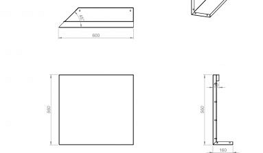 Uitwendig hoekpaneel-L (B) 60x56 cm