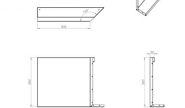 Inwendig hoekpaneel-R (C) 60x56 cm