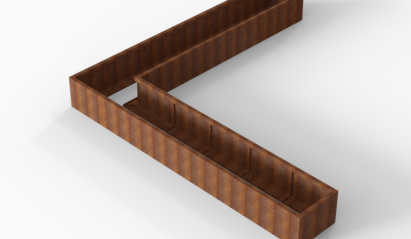 Bloembak Module+ L-vorm 60x360x360x42 cm
