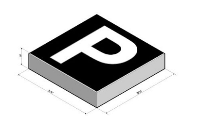 Parkeertegel 30x30x6 zw/w P 25 cm